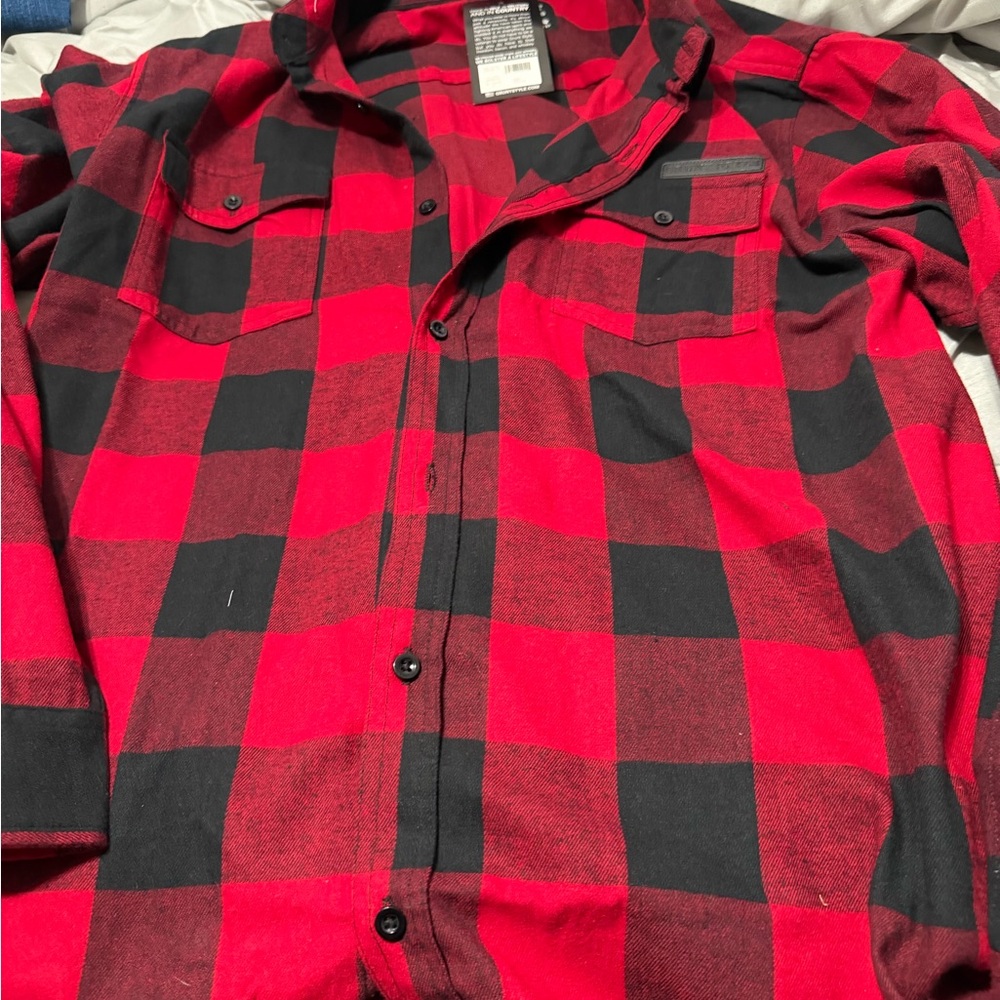 Grunt Style Red and Black Plaid Men's Shirt